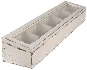 Biela antik drevená krabička s priehradkami - 60*13*10