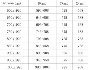 Mexen PRETORIA sprchové dvere ku sprchovému kútu 100 cm, 852-100-000-01-00