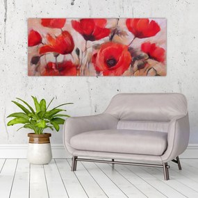 Obraz - Vlčie maky (120x50 cm)