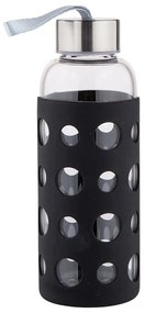 Altom Sklenená fľaša na vodu v silikónovom obale 425 ml, čierna