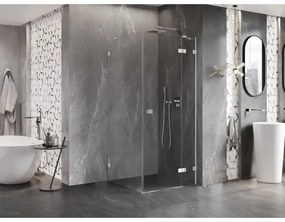 Mexen Lunar, pravostranný výklopný sprchový kút 90 x 90 cm, 8mm číre sklo, chrómový profil, 834-090-090-01-00-P
