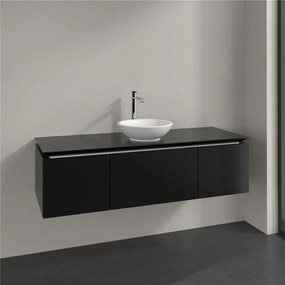 VILLEROY &amp; BOCH Legato závesná skrinka pod umývadlo na dosku (umývadlo v strede), 3 zásuvky, 1400 x 500 x 380 mm, Black Matt Lacquer, B58500PD