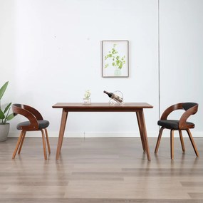 Jedálenské stoličky 2 ks, tmavosivé, ohýbané drevo a látka
