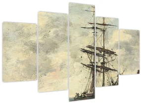 Obraz - Eugène Boudin, Ship on the Touques, reprodukcia (150x105 cm)