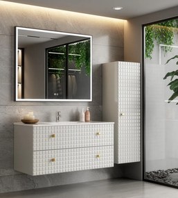 Erga Samira, LED zrkadlo 100x80cm v čiernom ráme, 2760 lm, 3 farby svetla, predné/zadné osvetlenie, ERG-V01-SAMIRA-1080-BK