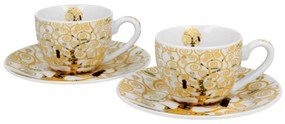 Porcelánová šálka s podšálkou Klimt Ecru Tree Of Life 90 ml sada 2ks