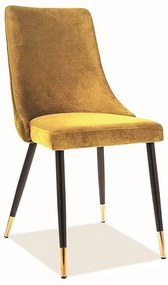 Jedálenská stolička PIANO VELVET gold - kov/ tkanina curry (Bluvel 68)