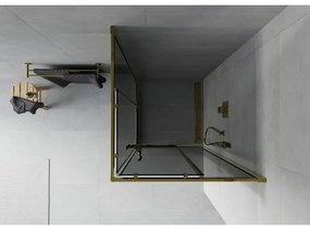 Mexen Rio, štvorcový sprchovací kút s posuvnými dverami 90(dvere) x 90(dvere) x 190 cm, 6mm šedé sklo, zlatý profil, 860-090-090-50-40