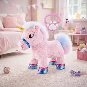 LEAN Toys Jednorožec na vodítku Interaktívna funkcia nahrávania Pohybuje sa ružová