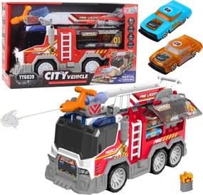 LEAN Toys Hasičské auto s pohyblivými prvkami, svetlami a zvukmi