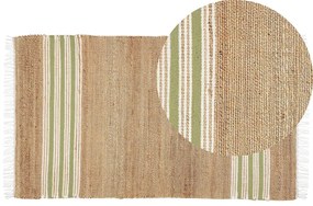Jutový koberec 80 x 150 cm béžová/zelená MIRZA Beliani