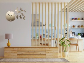 3D nalepovacie hodiny Butterfly metallic tortora