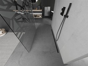 Mexen Kioto, priechodná sprchová zástena 120 x 200 cm, 8mm sklo číre/biely vzor, 2x čierna stabilizačná rozpera, 800-120-002-70-85
