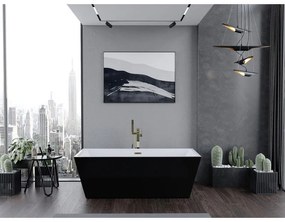 Mexen Lita, voľne stojaca vaňa 170 x 75 cm, biela-čierna, zlatý lesklý prepad, 52121707575-50