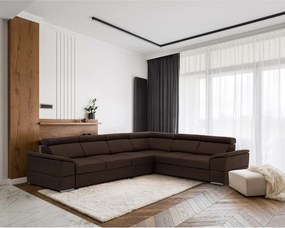 Rohová sedačka s rozkladom Segoria Lux L/P - čokoládová