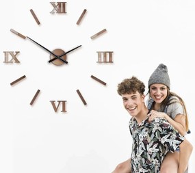Nástěnné samolepící hodiny Numero 75 cm měděné