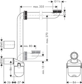 Hansgrohe Hansgrohe, priestorovo úsporný sifón k umývadlu, HAN-54235000