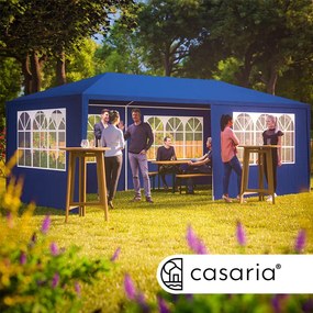 InternetovaZahrada Párty stan Rimini 3x6 m - bočné steny + oblúkové okná - modrá