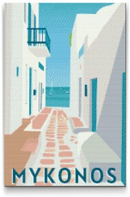 Gario Diamantové maľovanie Grécko, Mykonos Rozmery: 40 x 60 cm, Rámovanie: S vnútorným rámom, Diamanty: Štvorcové