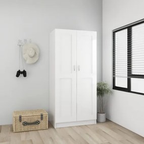 vidaXL Šatník lesklý biely 82,5x51,5x180 cm drevotrieska-