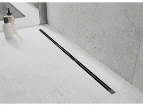 Mexen Flat Super Slim, super tenký odtokový žľab s 360° rotačným sifónom 60 cm, čierna matná, 1751060