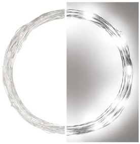 Vánoční LED řetěz Nanos stříbrný s časovačem 4 m studená bílá