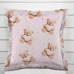 Biante Detská bavlnená obliečka na vankúš s lemom Sandra SA-723 Medvedíky so srdiečkami na fialkovom 40 x 60 cm