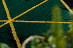 Koberec EMERALD exkluzívny 1020 glamour, styl marmur, trojuholníky fľaškovo zelený / zlatý