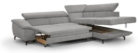 Rozkladacia rohová sedacia súprava BRESCIA do L pravá, šedá, s úložným priestoro