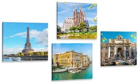 Set obrazov historické pamiatky v nádherných farbách - 4x 40x40