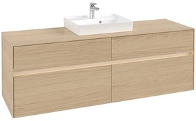 VILLEROY &amp; BOCH Collaro závesná skrinka pod umývadlo na dosku (umývadlo v strede), 4 zásuvky, s LED osvetlením, 1600 x 500 x 548 mm, Nordic Oak, C077B0VJ