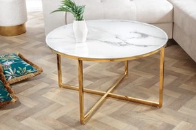 Konferenčný stolík Elegance 80cm biely mramorový vzhľad