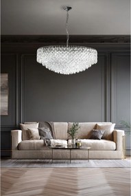 Ozdobný luster do zámku múzea, efektné chrómované osvetlenie Burano