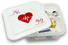 Organizér, úložný box na lieky, 2v1, LEKÁRNIČKA SRDCE