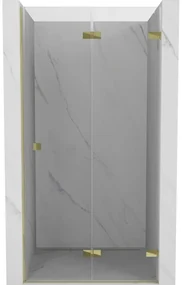 Mexen, Mexen Lunar-F pravé sklápacie sprchové dvere 60 cm, transparentné, zlaté - 836-060-000-50-00-P