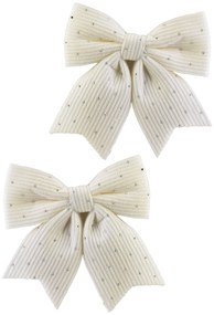 Sada 2 ks vánočních dekorativních mašlí Santa Lila 13,5x14,5 cm bílá