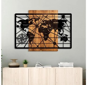 Asir Nástenná dekorácia 96x70 cm mapa drevo/kov AS1723