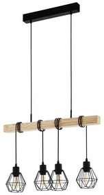 Závesné svietidlo v čiernej a prírodnej farbe s kovovým tienidlom TOWNSHEND 5 – EGLO