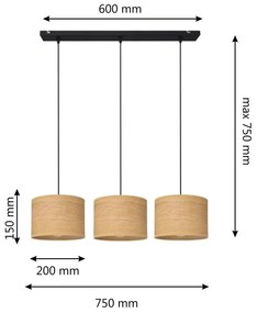 Luster na lanku ALBA 3xE27/15W/230V hnedá/čierna