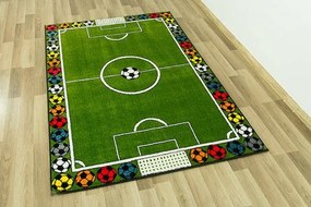 Detský koberec Rainbow 11377/130 futbalové ihrisko, zelený