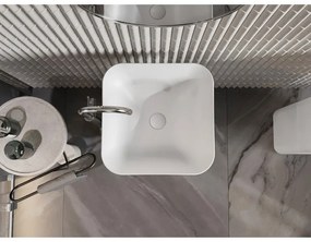 Mexen Ria, voľnestojace umývadlo z konglomerátu 45x45x83 cm, biela matná, 26584500