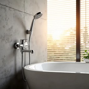 Kuchinox Atez, nástenná vaňová batéria s ručnou sprchovou súpravou, chrómová, LAV-BTK_011D