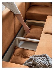 Menčestrová rozkladacia rohová pohovka v tehlovej farbe (variabilná) Lazy Lukka – Miuform