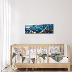 Obraz - Mestská sieť (s hodinami) (90x30 cm)