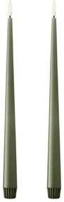 ester & erik LED sviečka Taper 30 cm / 70 Green soil – set 2 ks