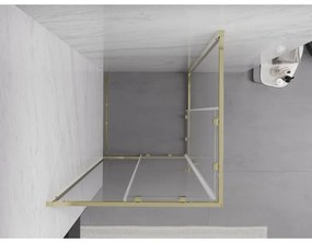 Mexen Exo, posuvný štvorcový sprchový kút 90 x 90 cm, číre sklo, zlatá, 8111-090-090-50-00