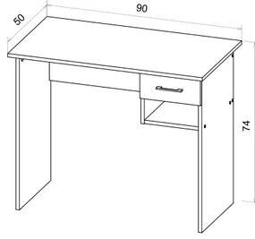 Písací stôl RICO dub artisan/sivá