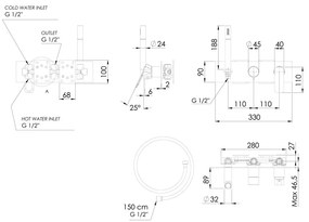 Biela podomietková sprchová batéria (2 výstupy) Spy – Sapho