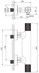 Cersanit S951-583 - Termostatická sprchová batéria ZEN čierna