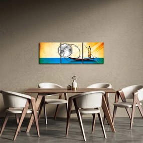 Obraz - Staroveká maľba (s hodinami) (90x30 cm)